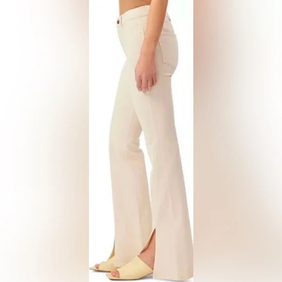 DL1961 Bridget Instasculpt High Rise Bootcut Hem Split Jeans Ecru Size 26 - Picture 14 of 17